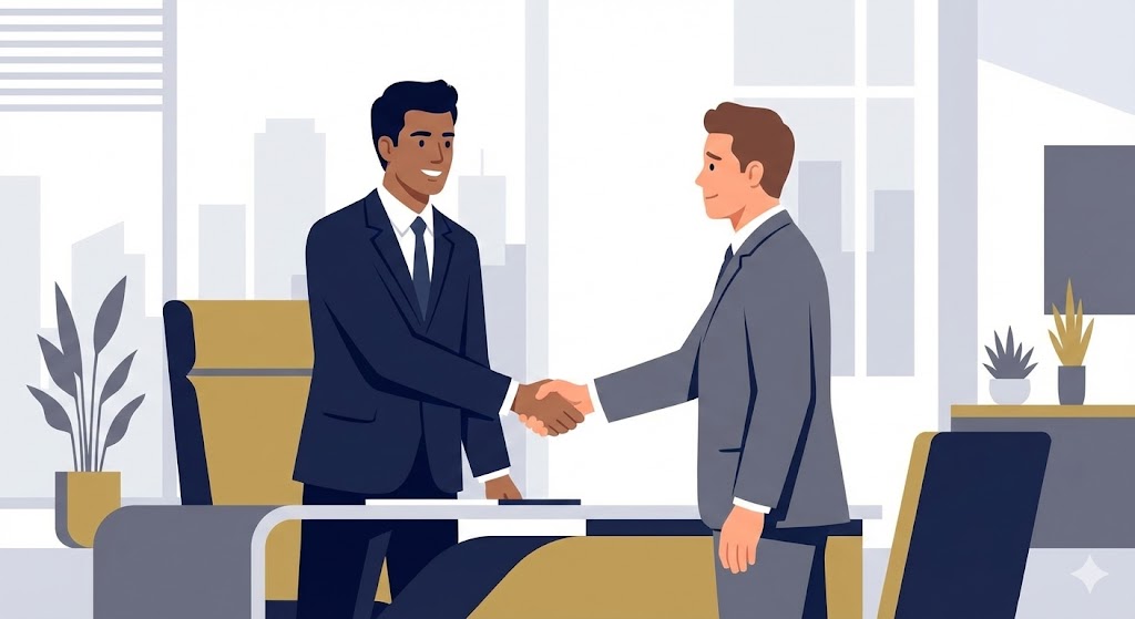 弁護士と経営者の握手